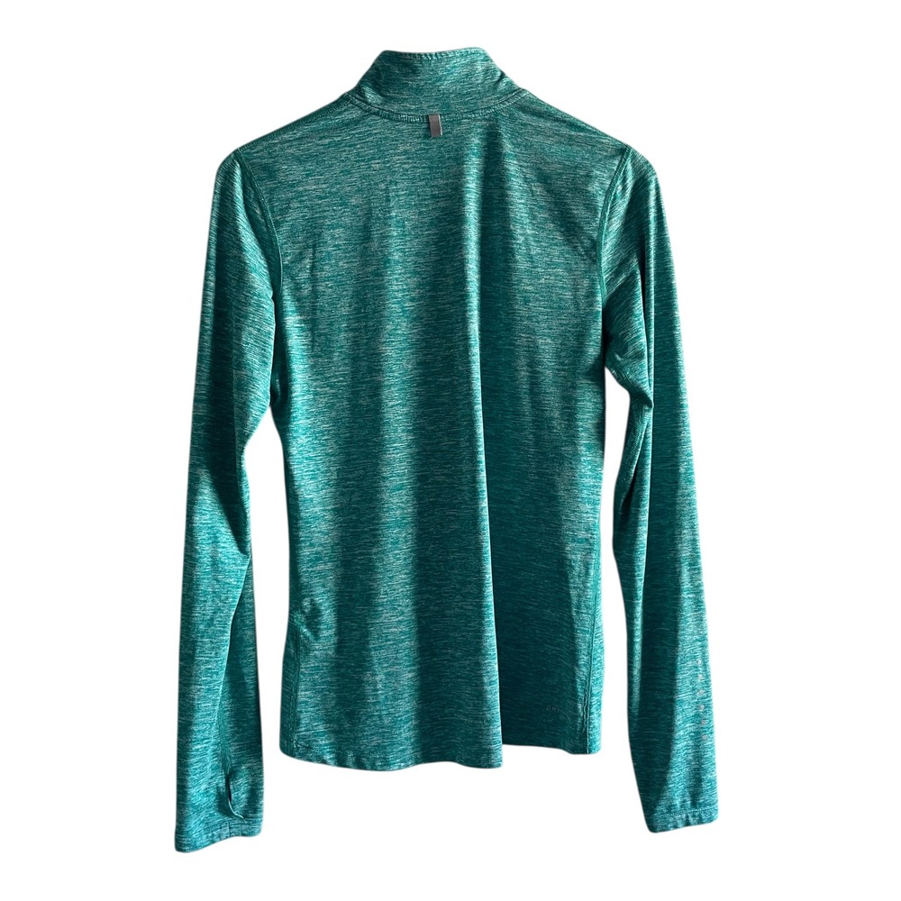 Nike Dri Fit Womens Teal Heathered Quarter Zip Running Top Thumbholes Size S - Picture 3 of 7